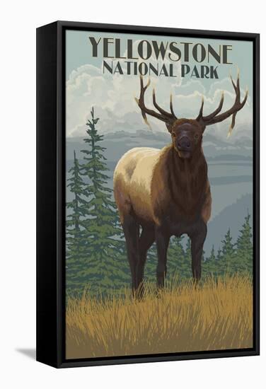 Yellowstone National Park - Elk in Forest-Lantern Press-Framed Stretched Canvas