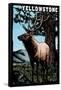 Yellowstone National Park - Elk - Scratchboard-Lantern Press-Framed Stretched Canvas