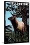 Yellowstone National Park - Elk - Scratchboard-Lantern Press-Stretched Canvas