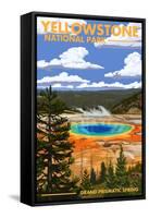 Yellowstone National Park - Grand Prismatic Spring-Lantern Press-Framed Stretched Canvas