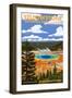 Yellowstone National Park - Grand Prismatic Spring-Lantern Press-Framed Premium Giclee Print