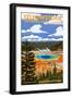 Yellowstone National Park - Grand Prismatic Spring-Lantern Press-Framed Premium Giclee Print