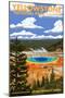 Yellowstone National Park - Grand Prismatic Spring-Lantern Press-Mounted Premium Giclee Print