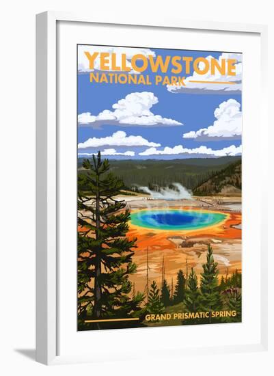 Yellowstone National Park - Grand Prismatic Spring-Lantern Press-Framed Art Print