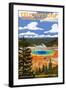 Yellowstone National Park - Grand Prismatic Spring-Lantern Press-Framed Art Print