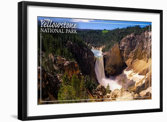 Yellowstone National Park - Lower Yellowstone Falls Aerial-Lantern Press-Framed Art Print