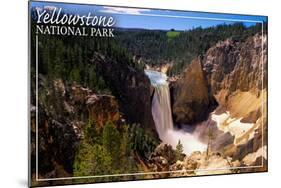 Yellowstone National Park - Lower Yellowstone Falls Aerial-Lantern Press-Mounted Art Print