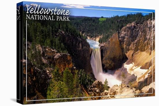 Yellowstone National Park - Lower Yellowstone Falls Aerial-Lantern Press-Stretched Canvas