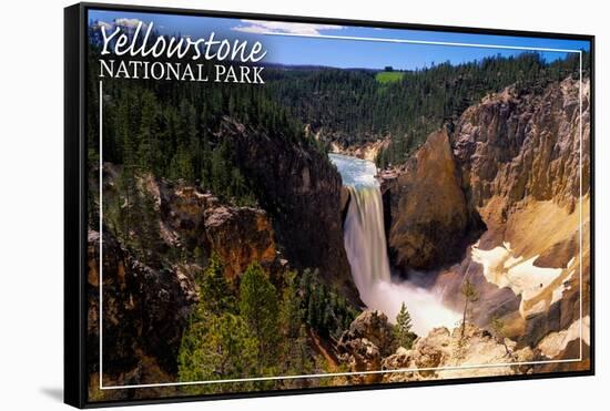 Yellowstone National Park - Lower Yellowstone Falls Aerial-Lantern Press-Framed Stretched Canvas