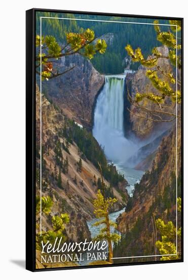 Yellowstone National Park - Lower Yellowstone Falls-Lantern Press-Framed Stretched Canvas