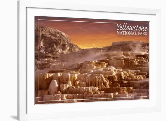 Yellowstone National Park - Mammoth Hot Springs-Lantern Press-Framed Premium Giclee Print