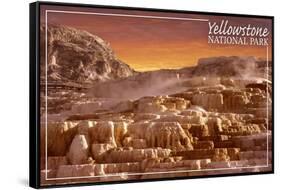 Yellowstone National Park - Mammoth Hot Springs-Lantern Press-Framed Stretched Canvas