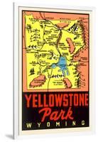 Yellowstone National Park Map, Montana-null-Framed Art Print