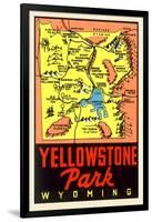 Yellowstone National Park Map, Montana-null-Framed Art Print