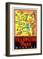 Yellowstone National Park Map, Montana-null-Framed Art Print