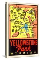 Yellowstone National Park Map, Montana-null-Stretched Canvas