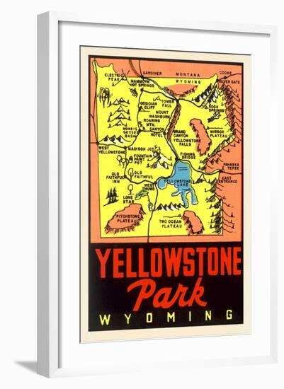 Yellowstone National Park Map, Montana-null-Framed Art Print