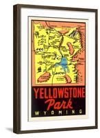 Yellowstone National Park Map, Montana-null-Framed Art Print