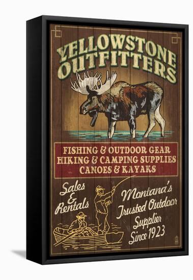 Yellowstone National Park - Moose Outfitters-Lantern Press-Framed Stretched Canvas