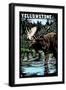 Yellowstone National Park - Moose Scratchboard-Lantern Press-Framed Art Print