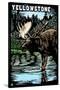 Yellowstone National Park - Moose Scratchboard-Lantern Press-Stretched Canvas