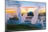 Yellowstone National Park - Norris Geyser Basin Sunset-Lantern Press-Mounted Art Print