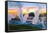 Yellowstone National Park - Norris Geyser Basin Sunset-Lantern Press-Framed Stretched Canvas