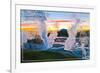 Yellowstone National Park - Norris Geyser Basin Sunset-Lantern Press-Framed Art Print