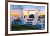 Yellowstone National Park - Norris Geyser Basin Sunset-Lantern Press-Framed Art Print