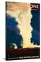 Yellowstone National Park - Old Faithful at Night-Lantern Press-Stretched Canvas