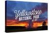 Yellowstone National Park - Old Faithful Sunset-Lantern Press-Stretched Canvas