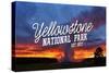 Yellowstone National Park - Old Faithful Sunset-Lantern Press-Stretched Canvas