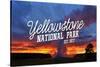 Yellowstone National Park - Old Faithful Sunset-Lantern Press-Stretched Canvas