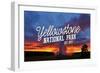 Yellowstone National Park - Old Faithful Sunset-Lantern Press-Framed Art Print