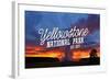 Yellowstone National Park - Old Faithful Sunset-Lantern Press-Framed Art Print