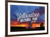 Yellowstone National Park - Old Faithful Sunset-Lantern Press-Framed Premium Giclee Print