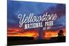 Yellowstone National Park - Old Faithful Sunset-Lantern Press-Mounted Art Print