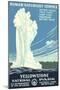 Yellowstone National Park Travel Poster, Old Faithful-null-Mounted Art Print