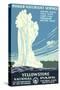 Yellowstone National Park Travel Poster, Old Faithful-null-Stretched Canvas
