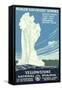 Yellowstone National Park Travel Poster, Old Faithful-null-Framed Stretched Canvas