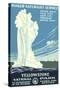 Yellowstone National Park Travel Poster, Old Faithful-null-Stretched Canvas