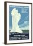 Yellowstone National Park Travel Poster, Old Faithful-null-Framed Art Print