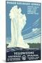 Yellowstone National Park Travel Poster, Old Faithful-null-Mounted Art Print