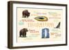 Yellowstone National Park - Typography and Icons-Lantern Press-Framed Premium Giclee Print
