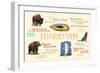 Yellowstone National Park - Typography and Icons-Lantern Press-Framed Premium Giclee Print