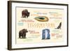 Yellowstone National Park - Typography and Icons-Lantern Press-Framed Art Print