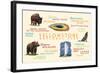 Yellowstone National Park - Typography and Icons-Lantern Press-Framed Art Print