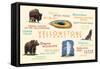 Yellowstone National Park - Typography and Icons-Lantern Press-Framed Stretched Canvas