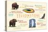 Yellowstone National Park - Typography and Icons-Lantern Press-Stretched Canvas
