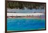 Yellowstone National Park, USA, Wyoming. Grand Prismatic Spring with tourist.-Jolly Sienda-Framed Photographic Print